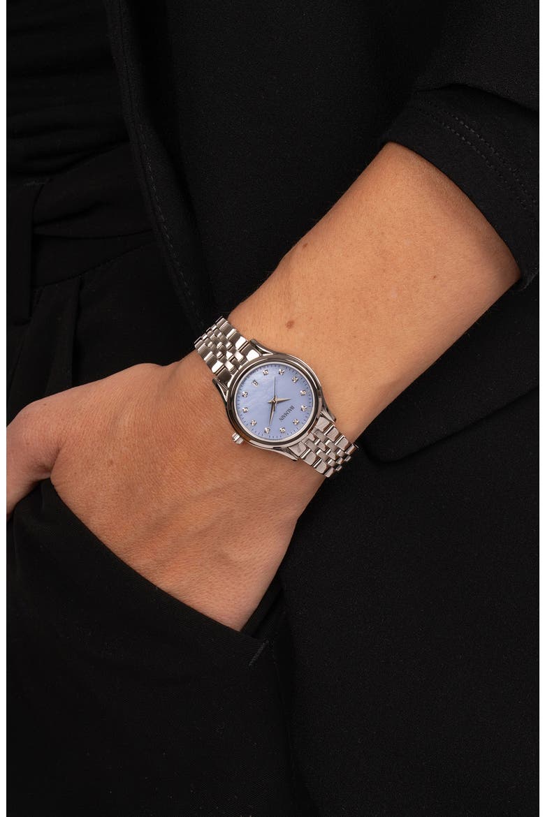 Beleganza Diamond & Mother-of-Pearl Bracelet Watch, 27.5mm, Alternate, color, BLUE/ STAINLESS STEEL
