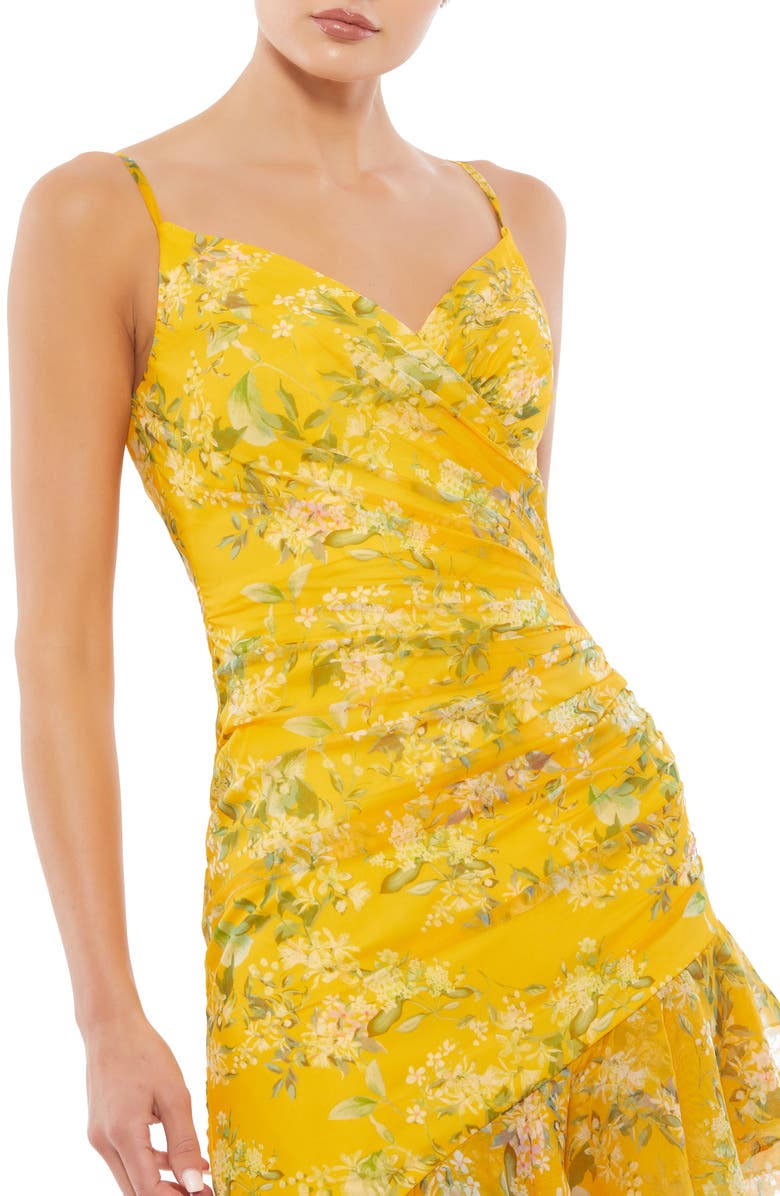 Mac Duggal Ruffle Floral Asymmetric Sheath Dress, Alternate, color,