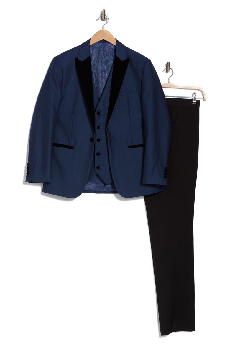 Velvet Trim Tuxedo with Vest, Alternate, color, BLUE