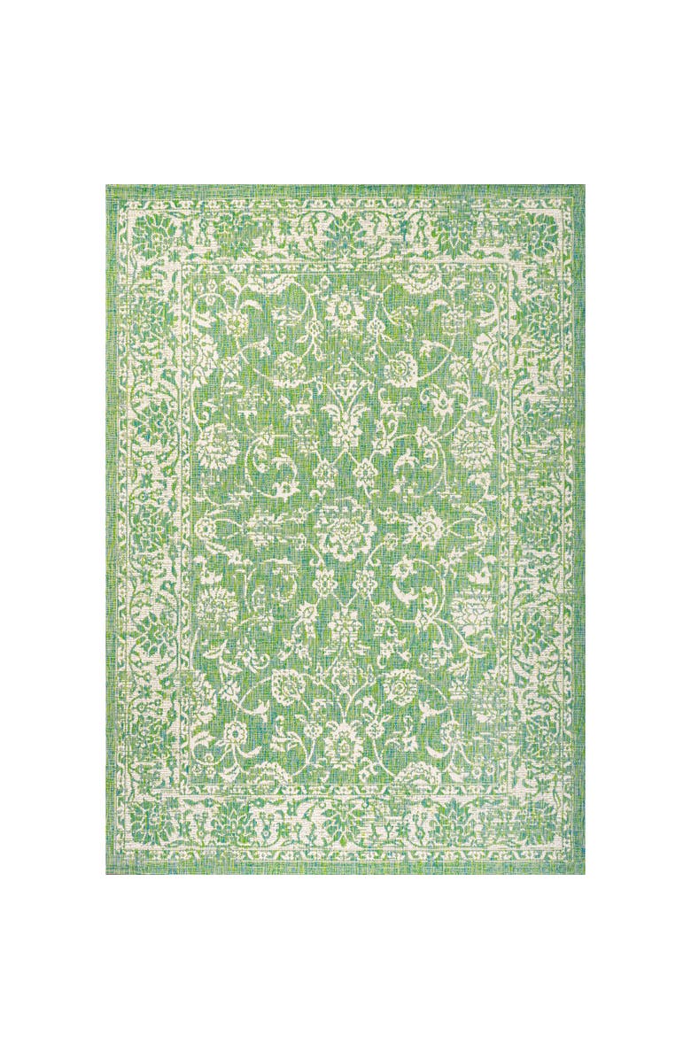 JONATHAN Y Tela Bohemian Textured Weave Floral Indoor/Outdoor Area Rug, Main, color, Cream/Green