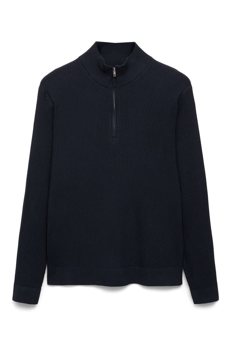 Rib Quarter Zip Sweater, Alternate, color, NAVY