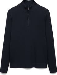 MANGO Rib Quarter Zip Sweater