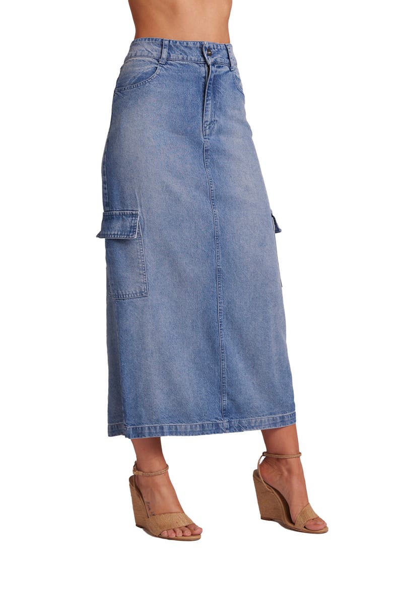 Cargo Long Denim Skirt, Alternate, color, PACIFIC SALT WASH