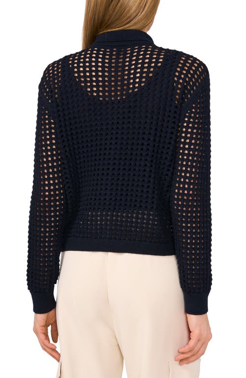 HALOGEN HALOGEN® RECYCLED POLYESTER OPEN WEAVE COLLAR CARDIGAN