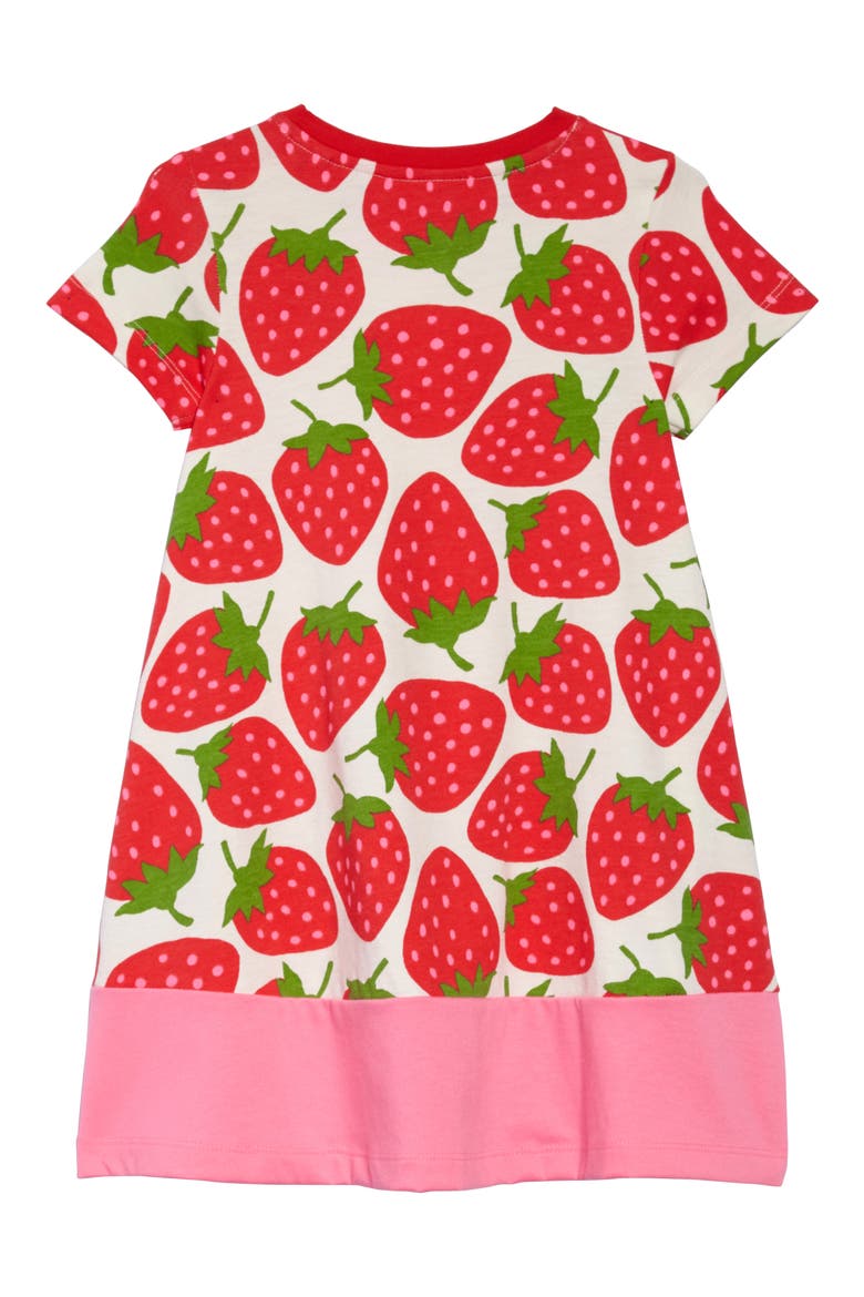 Strawberry Print Jersey Dress, Alternate, color, ECRU SWEET STRAWBERRIES PNK