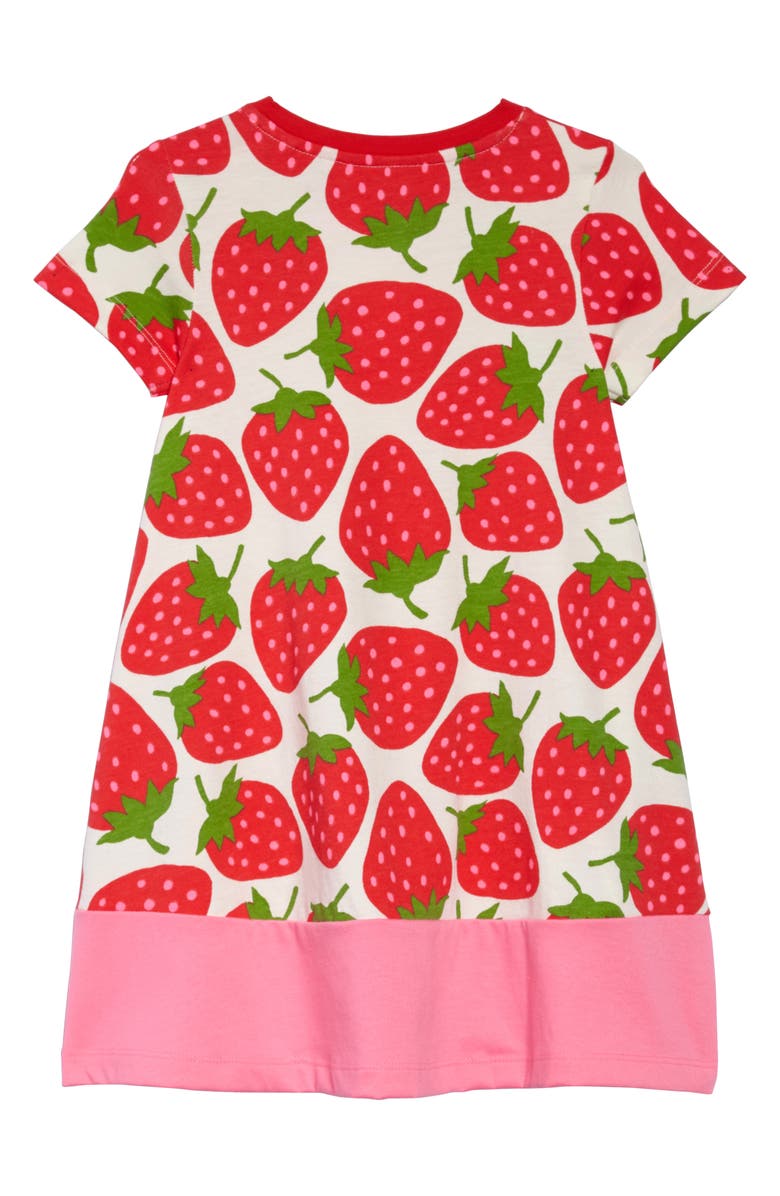 Mini Boden Strawberry Print Jersey Dress, Alternate, color,