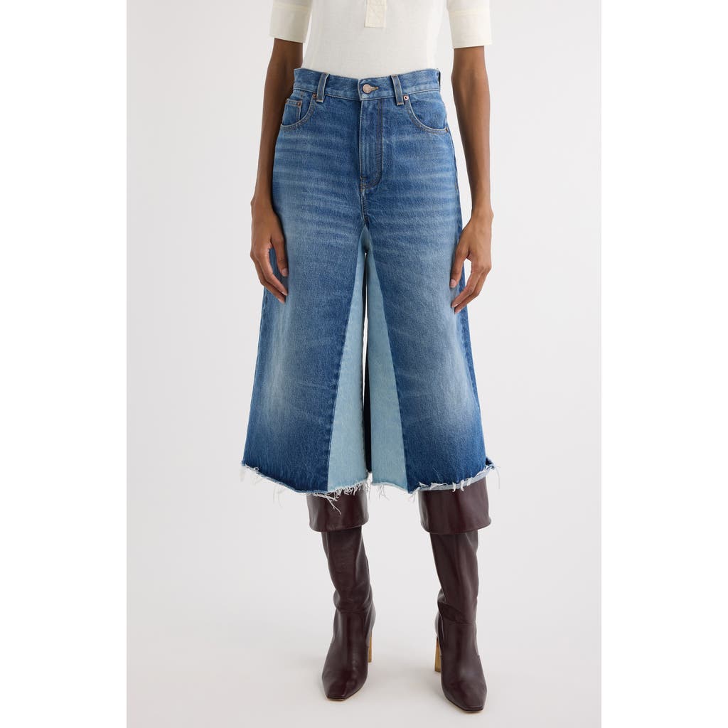 Chloé Blue Bermuda Patchwork Denim Shorts In Dark Night Blue