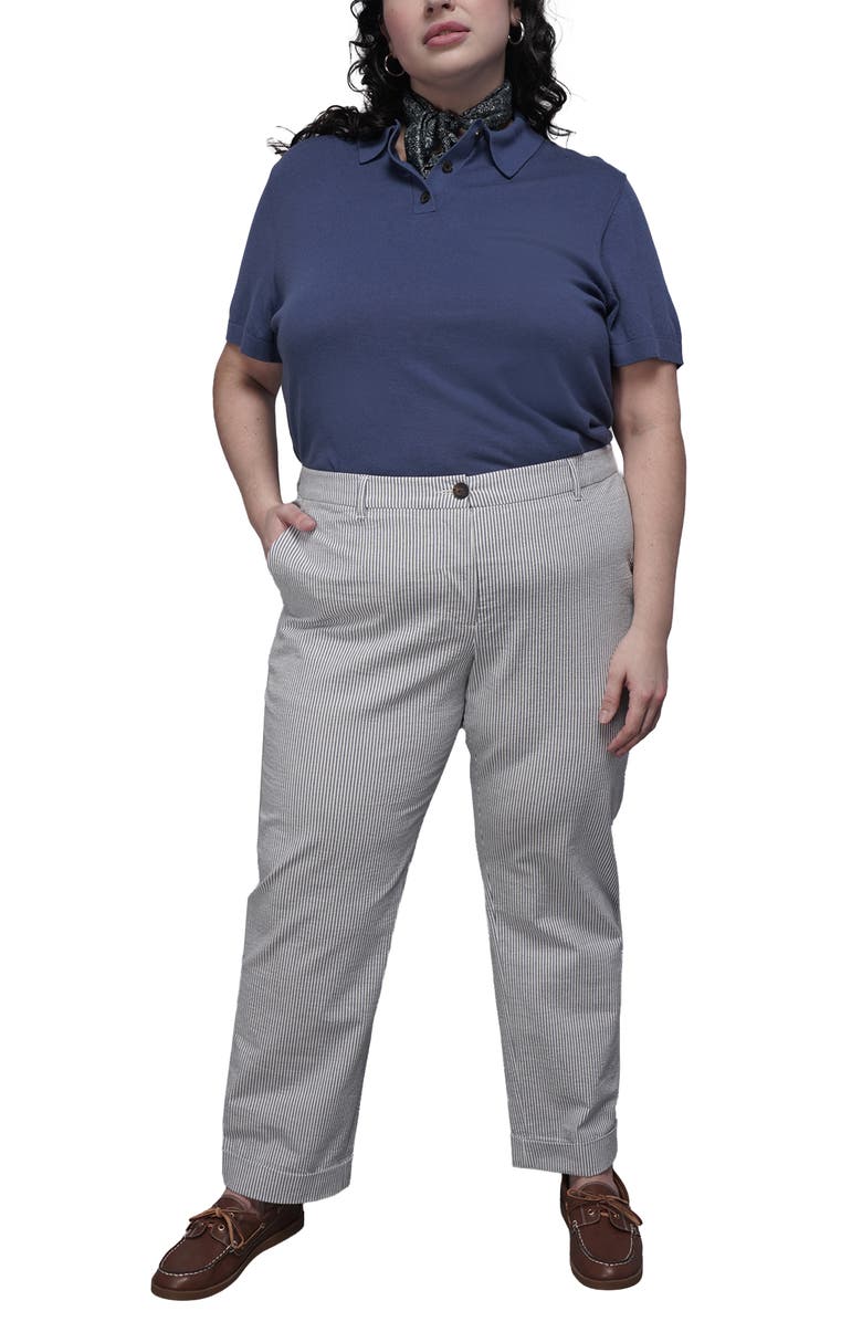 WILDFANG The Empower Seersucker Trouser, Alternate, color, Navy/White