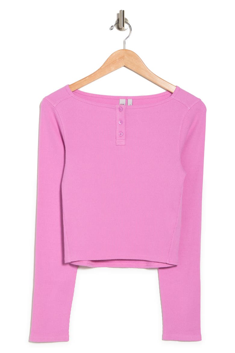 Tiny Dancer Cropped Ribbed Knit Henley, Alternate, color, PURPLE OPERA