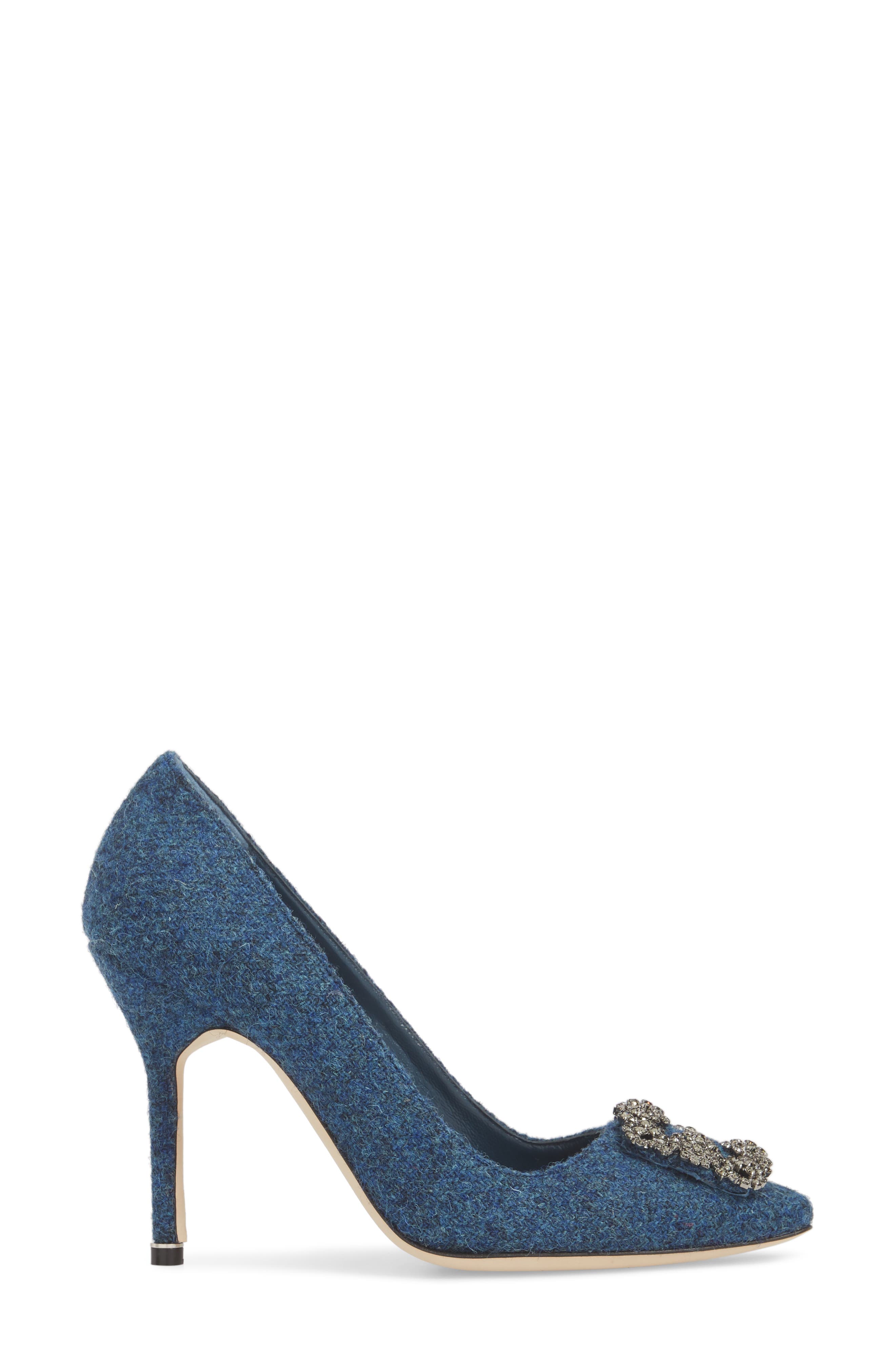 Manolo Blahnik Hangisi Jewel Buckle Pump, Alternate, color, 