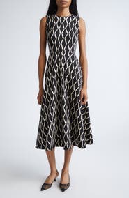 Max Mara Lampara Geo Print Jersey Midi Dress