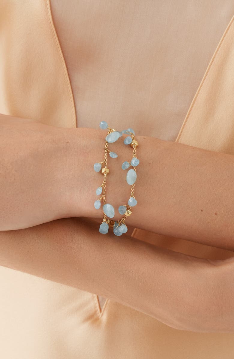 Marco Bicego Paradise 18K Yellow Gold Double-Strand Aquamarine Bracelet, Alternate, color, 
