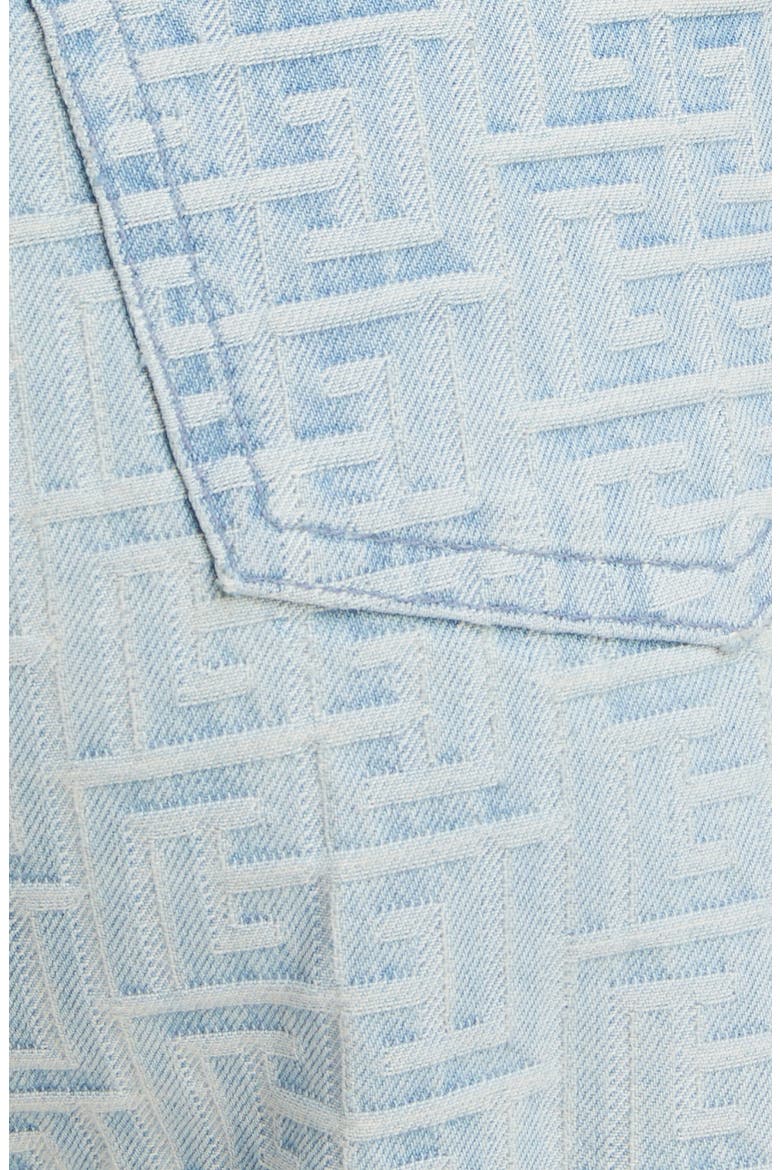 Monogram Jacquard High Waist Denim Shorts, Alternate, color, BLUE