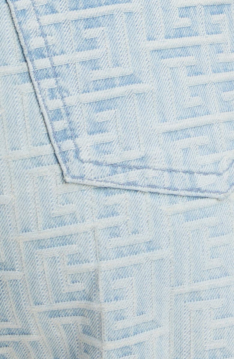 Balmain Monogram Jacquard High Waist Denim Shorts, Alternate, color, 