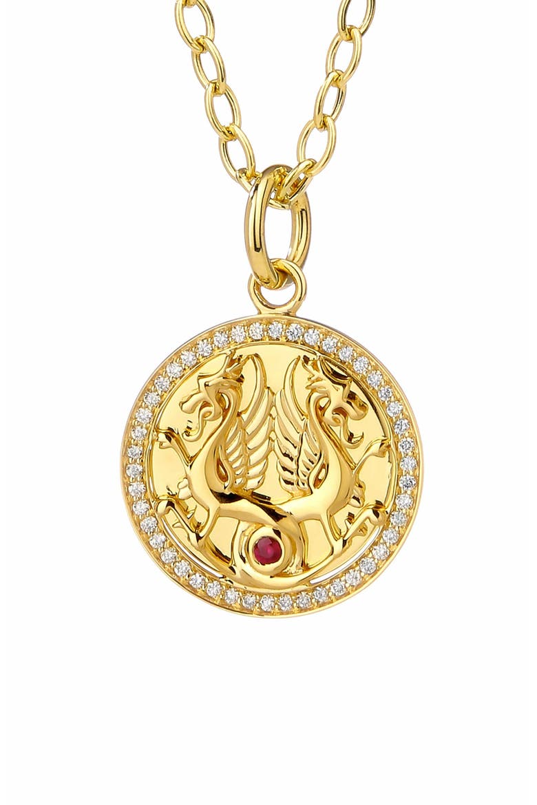 Mystical Dragon Heart Charm, Main, color, Gold