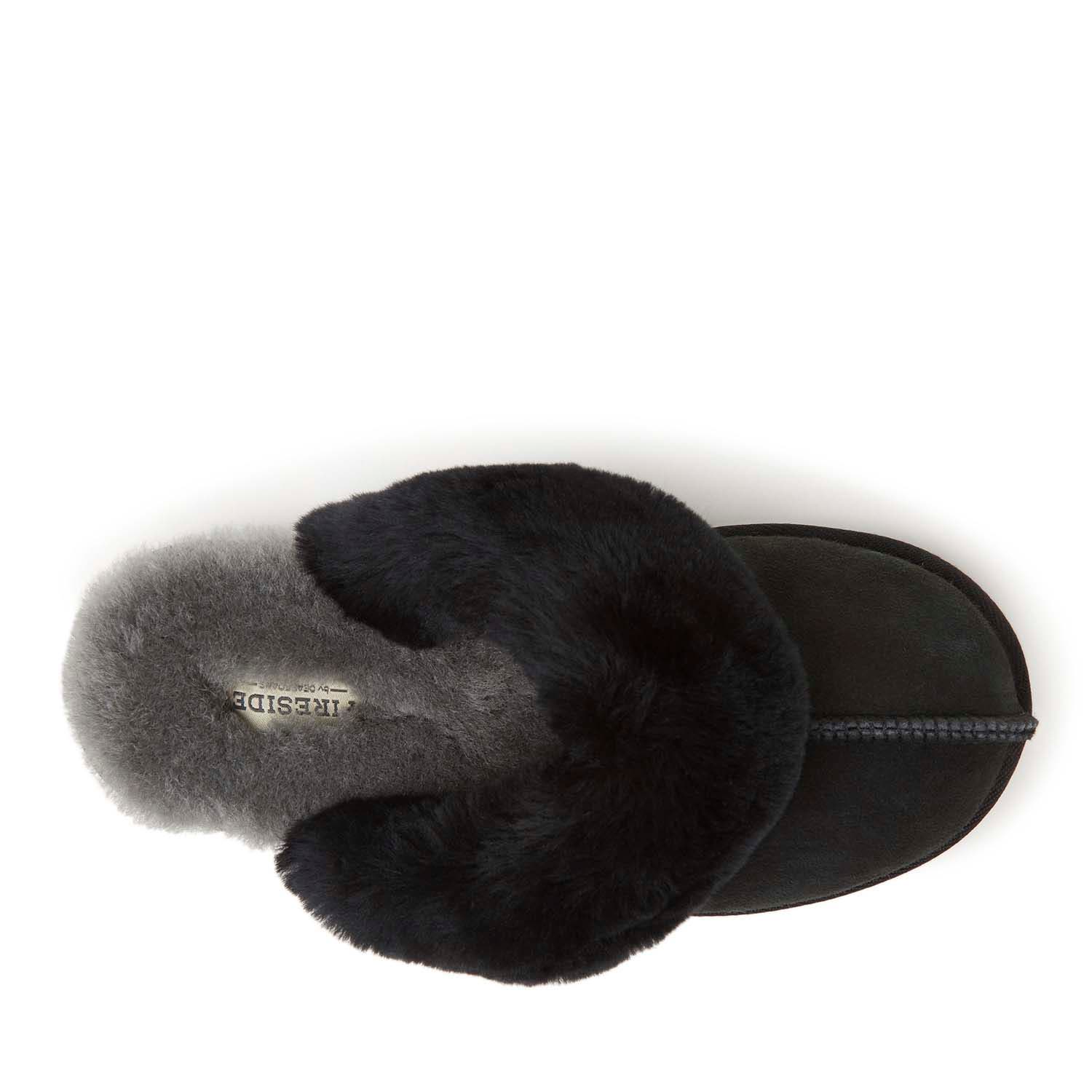 DEARFOAMS Fireside Sydney Genuine Shearling Scuff Slipper, Alternate, color, Black