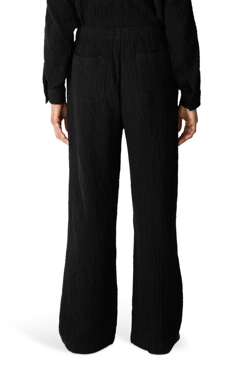 Crinkled Stretch Organic Cotton Drawstring Pants, Alternate, color, BLACK