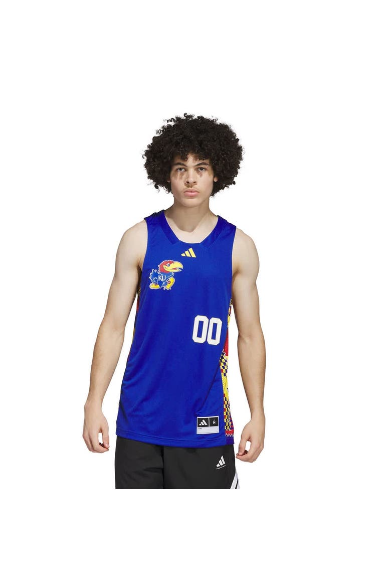 Men's adidas #00 Royal/Red Kansas Jayhawks Black History Month Basketball Jersey, Alternate, color, Royal