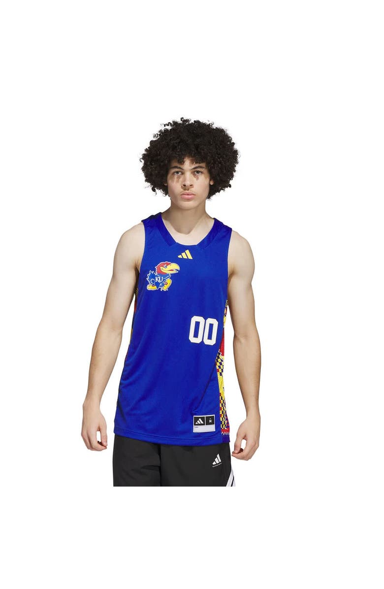 adidas Men's adidas #00 Royal/Red Kansas Jayhawks Black History Month Basketball Jersey, Alternate, color, Royal