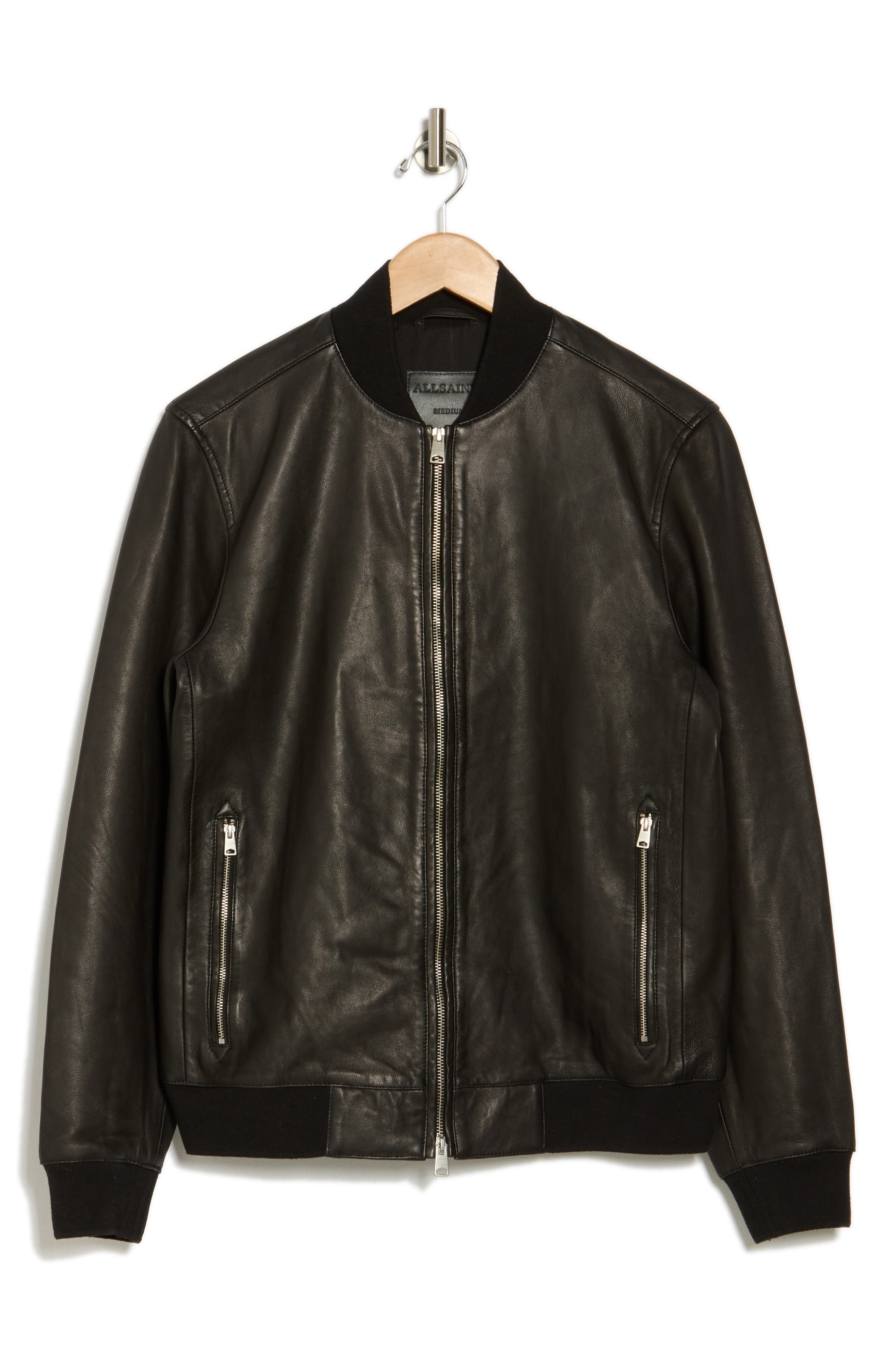 Allsaints Niko Leather Bomber Jacket In Black