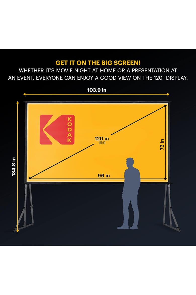 Projector Screen with Stand - Fast Fold Front Projection Screen with Tripod & Case, Alternate, color, Black