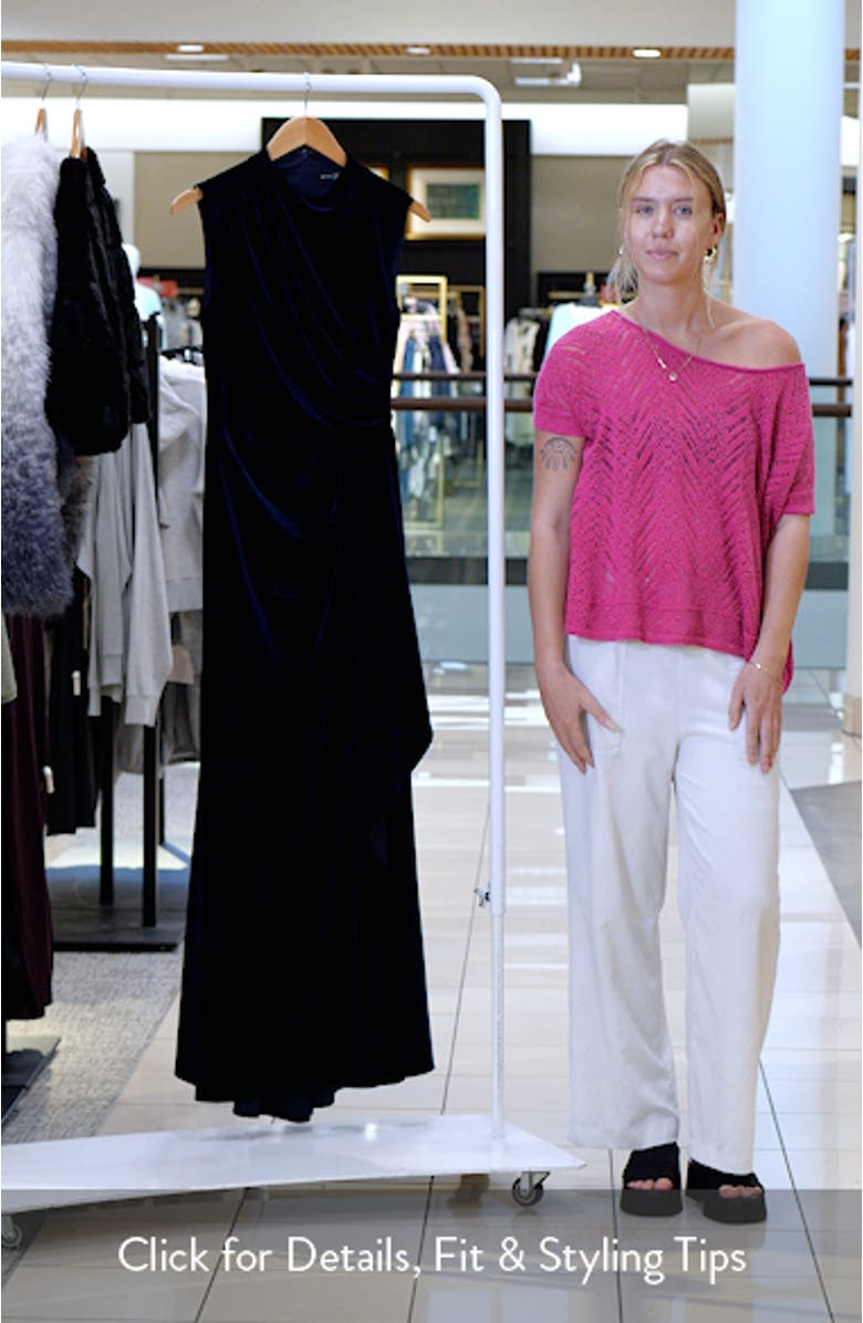 Ruched Velvet Column Gown, sales video thumbnail