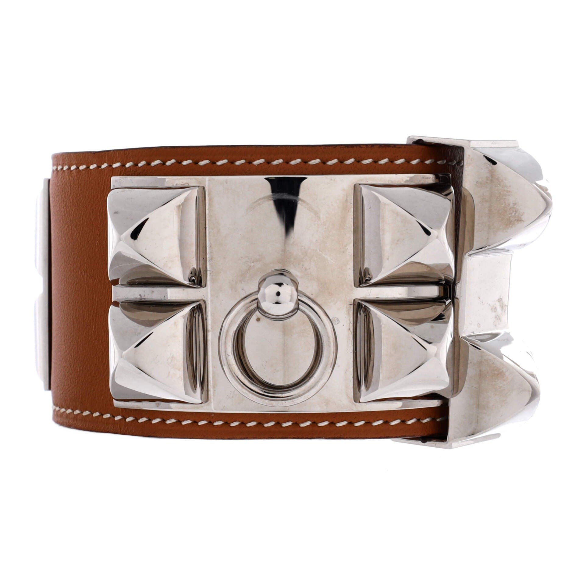 Pre-Owned Hermes Collier de Chien Bracelet Leather, Alternate, color, Brown