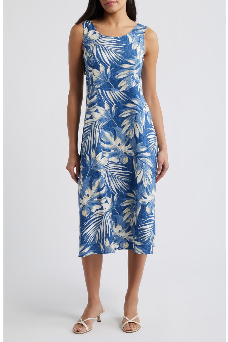 Lace Up Back Sleeveless Midi Dress, Main, color, DEMIN