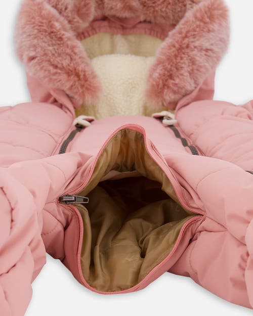Deux Par Deux One-piece Layette Snowsuit Designed For Car Seat In Pink