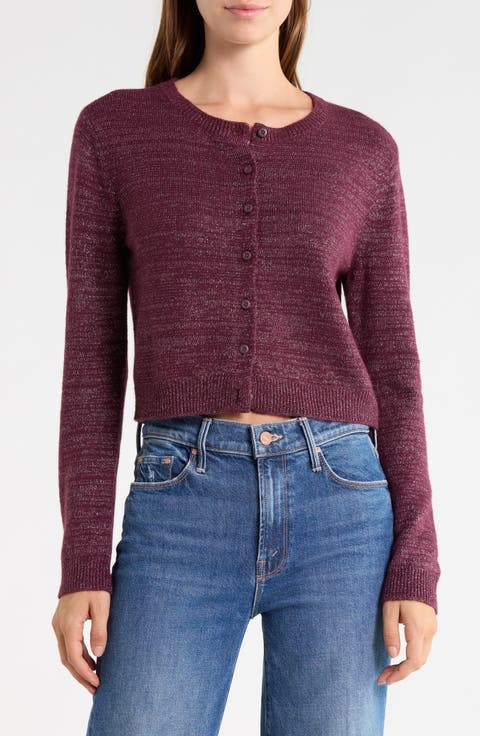 Metallic Crewneck Cardigan
