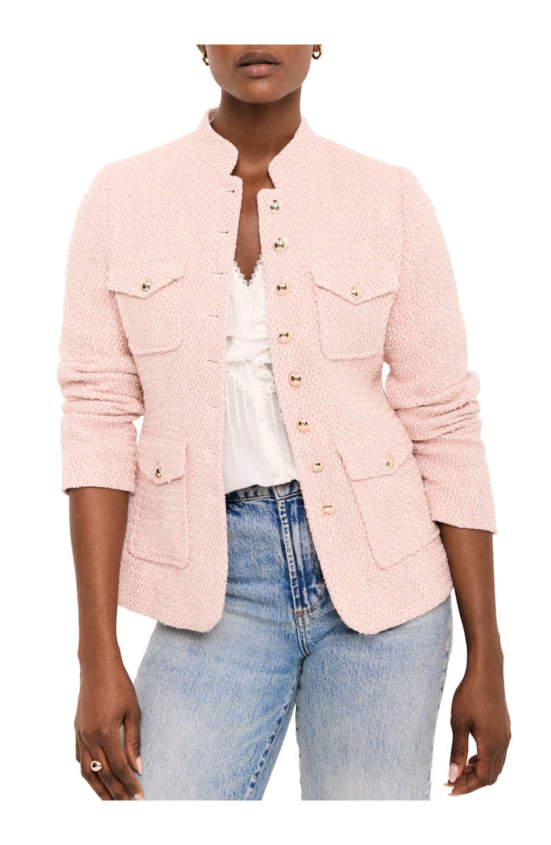 MINT VELVET Cotton Blend Boucle Jacket, Main, color, Light Pink