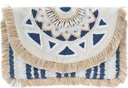 Antik Kraft Beaded Flap Canvas Clutch