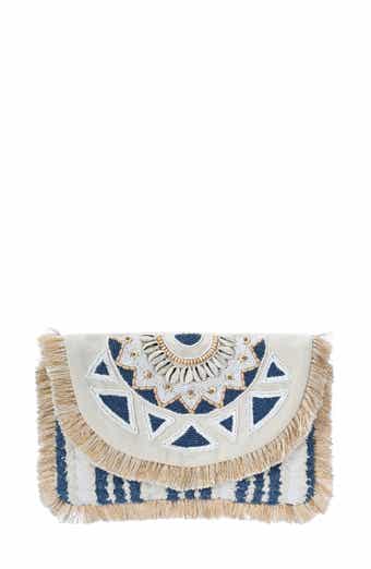 Beaded Flap Canvas Clutch