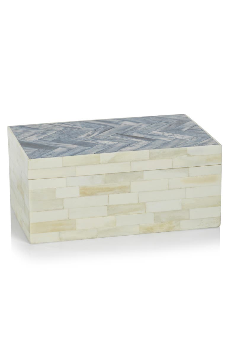 Zodax Bone Decorative Box, Main, color, Ivory/ Blue