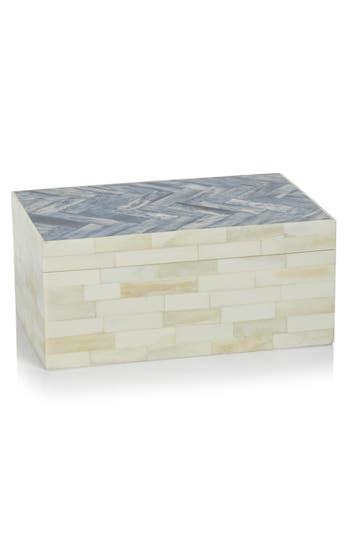 Zodax Mahar Herringbone Bone Decorative Box In Gray