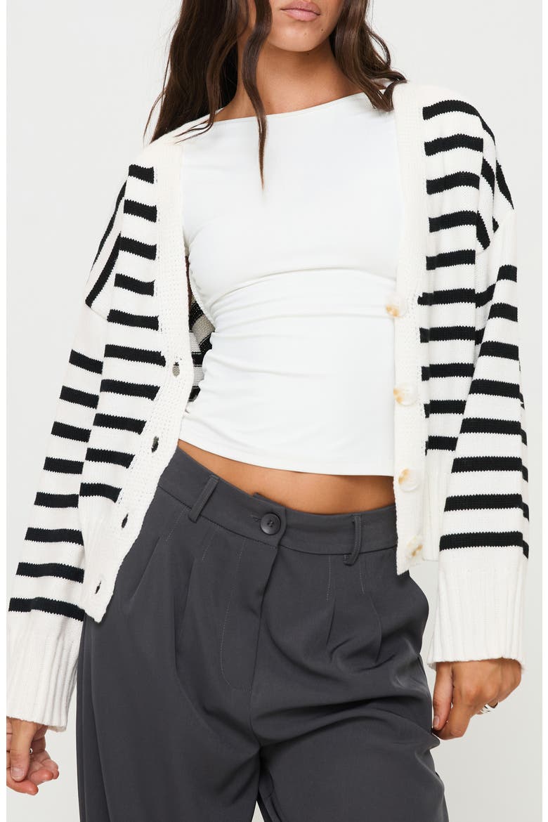 Karlson Stripe Cardigan, Main, color, CREAM/ BLACK