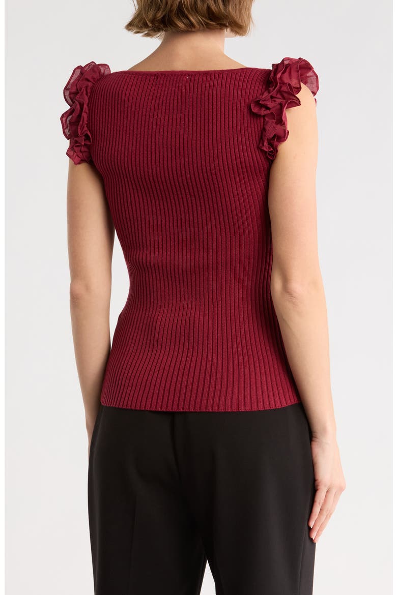 Decla Ruffle Sleeve Knit Top, Alternate, color, CABERNET