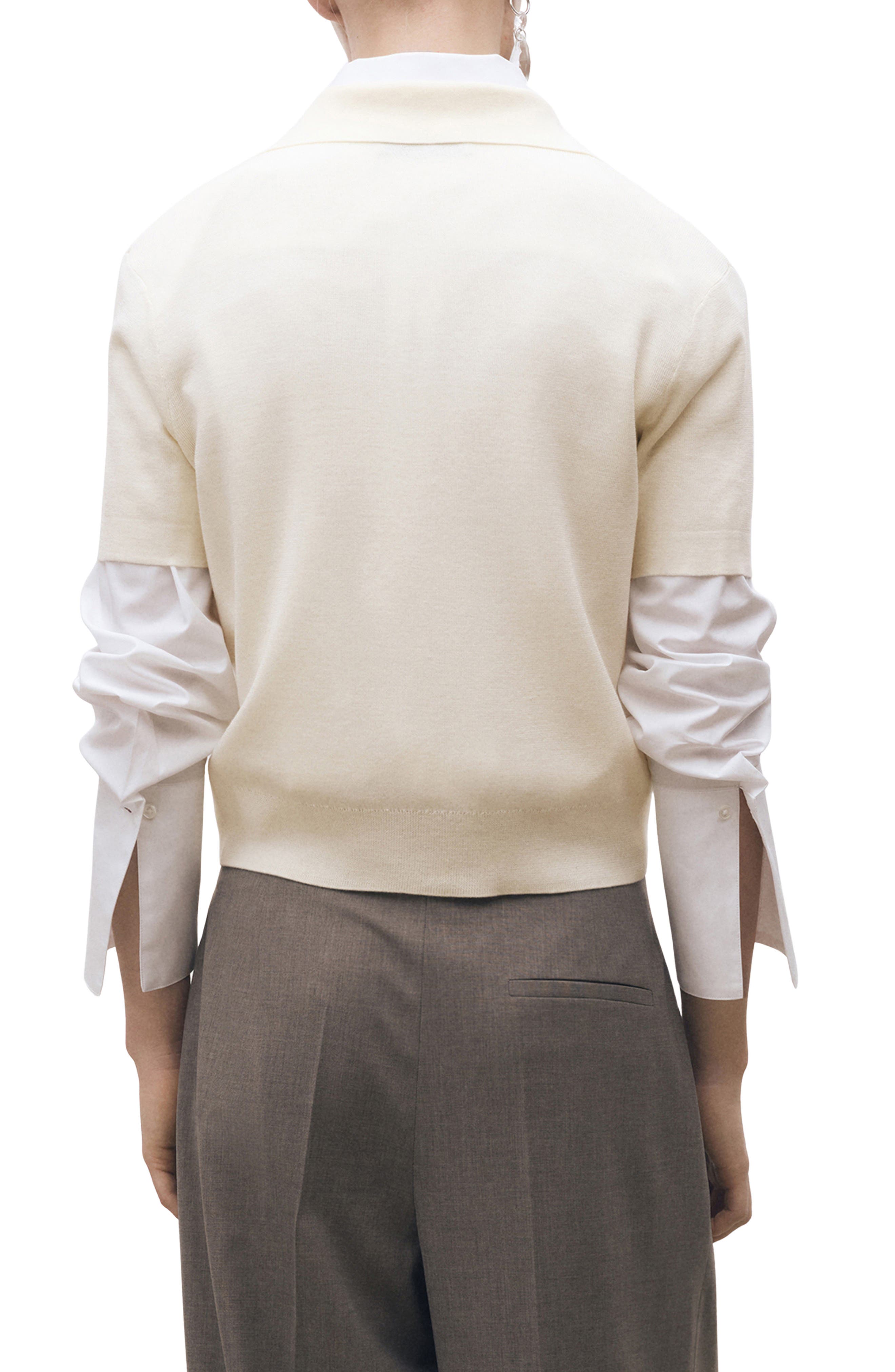 Short Sleeve Cotton & Wool Polo Sweater - image 2