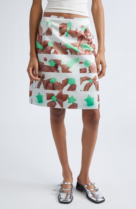 Ina Origami Print A-Line Skirt