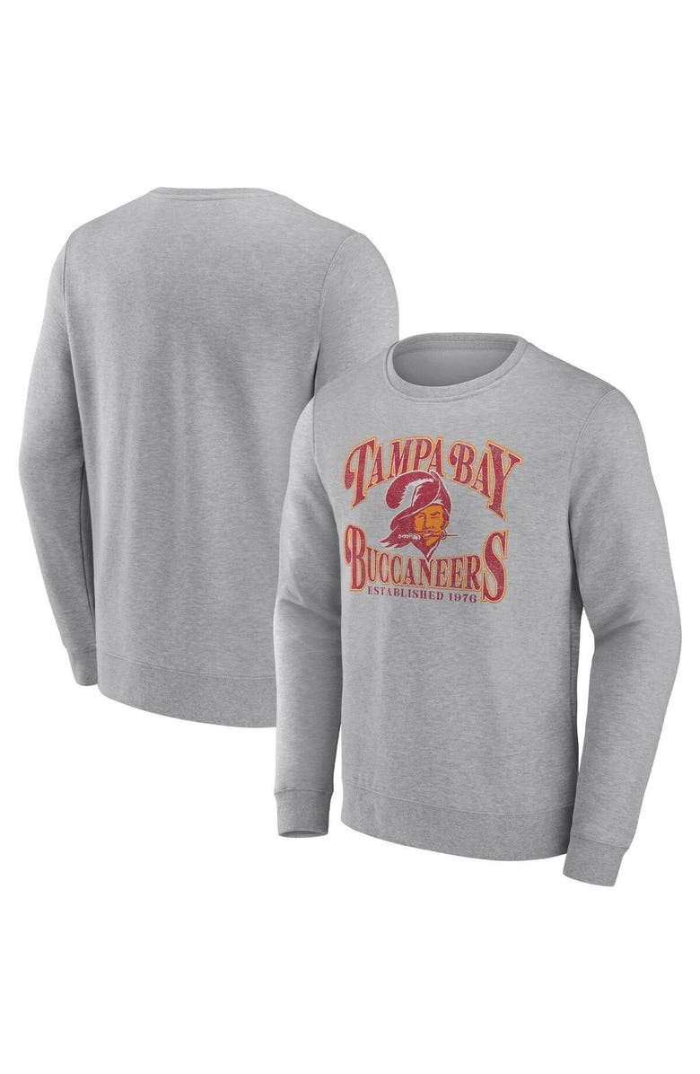 FANATICS Men's Fanatics Heathered Charcoal Tampa Bay Buccaneers Playability Pullover Sweatshirt, Main, color, Heather Gray