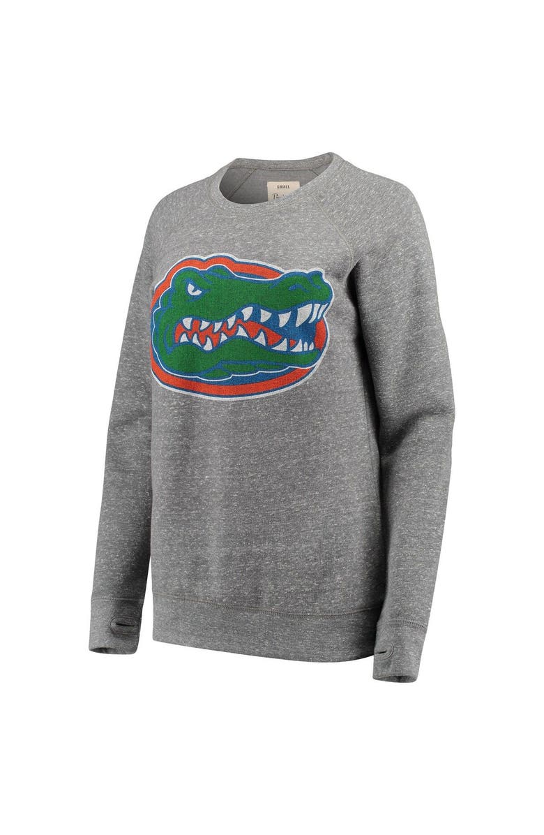 PRESSBOX Women's Pressbox Heathered Gray Florida Gators Big Team Logo Knobi Fleece Tri-Blend Crew Neck Sweatshirt, Alternate, color,