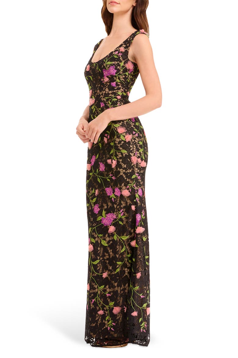 Josie Floral Appliqué Sleeveless Dress, Alternate, color, BLACK MULTI