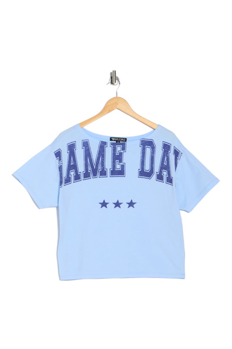 Game Day Off the Shoulder Graphic Tee, Alternate, color, LIGHT BLUE