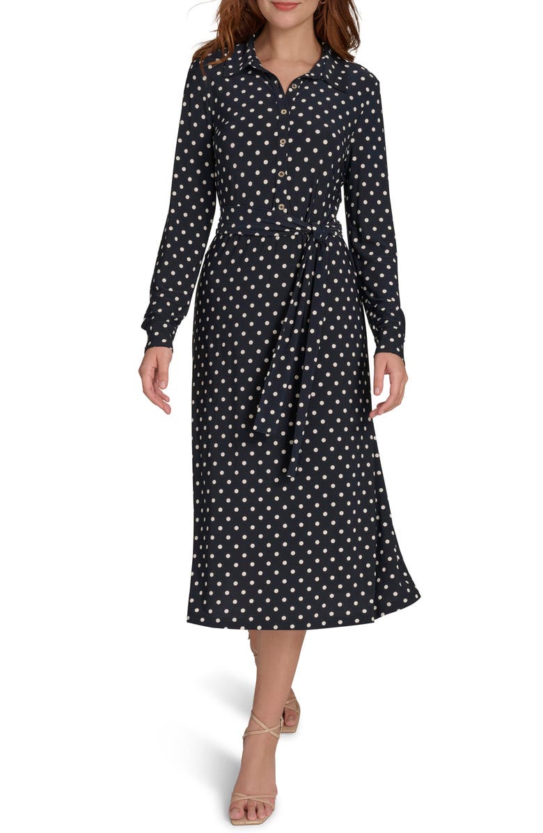 Tommy Hilfiger Long Sleeve Woven Dot Dress, Main, color, 