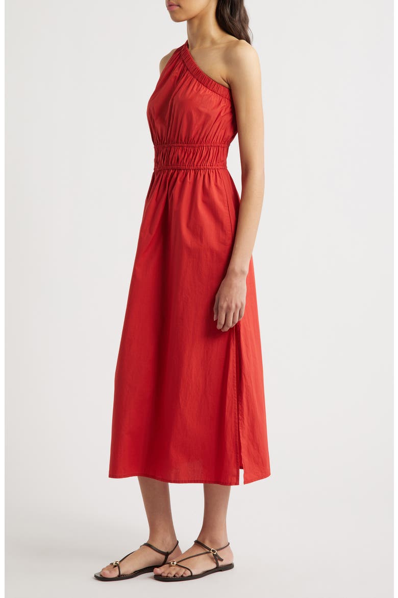 Selani One-Shoulder Cotton Poplin Dress, Alternate, color, TERRACOTTA