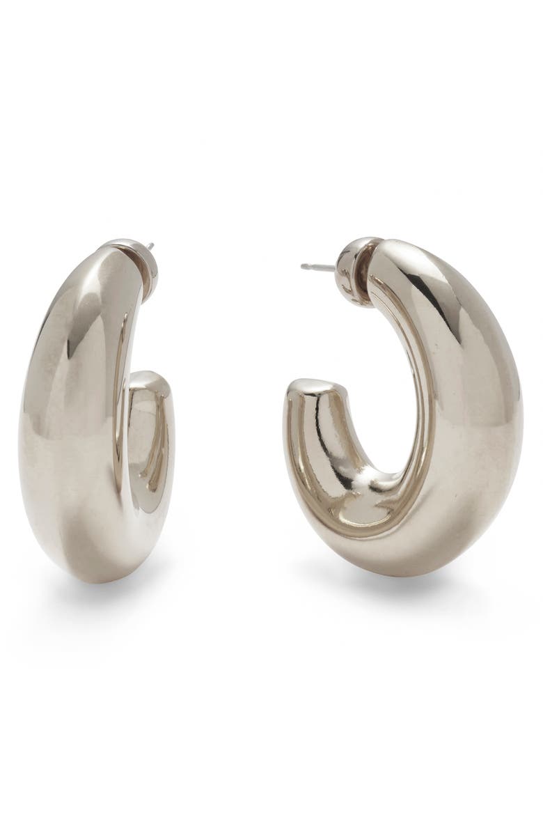 Lady Grey Bubble Hoop Earrings, Main, color, Silver