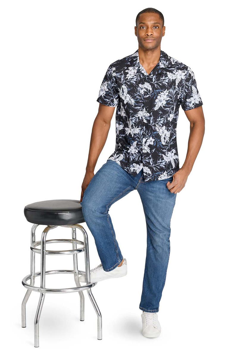 CONSTRUCT Floral Print Short Sleeve Shirt, Alternate, color, Black