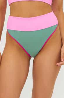 Beach Riot Emmy Colorblock High Waist Bikini Bottoms