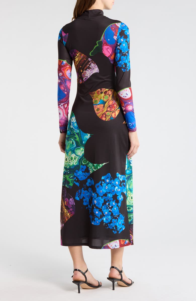 Desigual Abstract Print Long Sleeve Dress, Alternate, color, Black