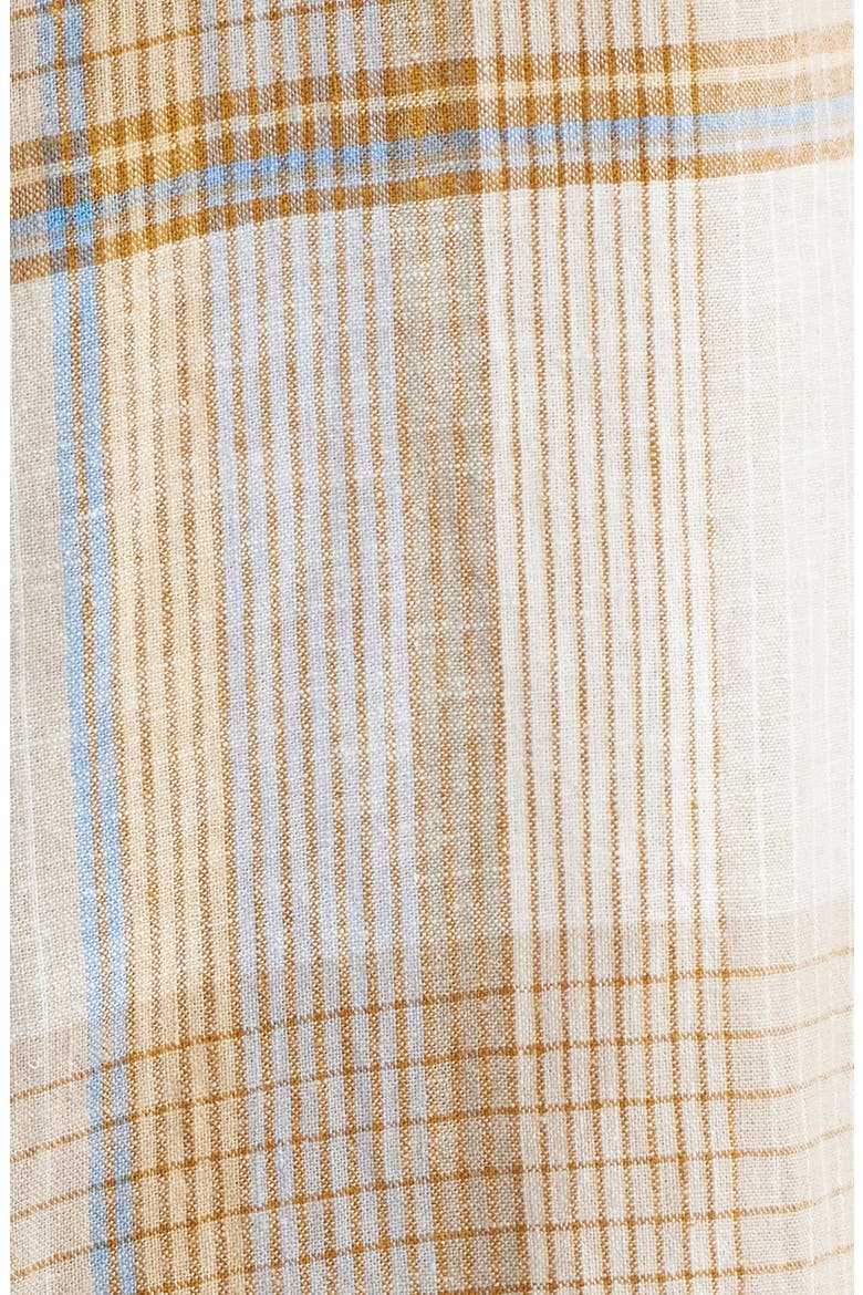 Dawson Plaid Short Sleeve Linen Blend Button-Up Shirt, Alternate, color, ECRU/ TAN/ BLUE PLAID